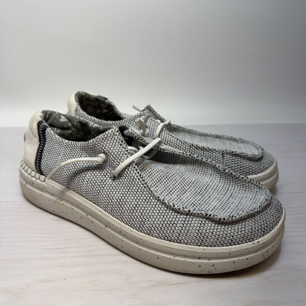 Hey Dude Wendy Rise Sox Stone‎ White Women's Slip-On Shoes Size 9 / 40